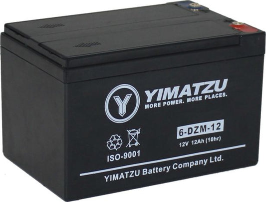 Battery - 12V 12Ah, 6-DCM-12, AGM, Yimatzu, Threaded Terminals