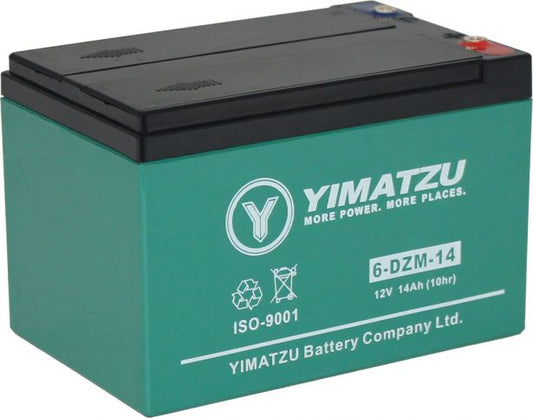 Battery - 12V 14Ah, 6-DCM-14, AGM, Yimatzu, Threaded Terminals