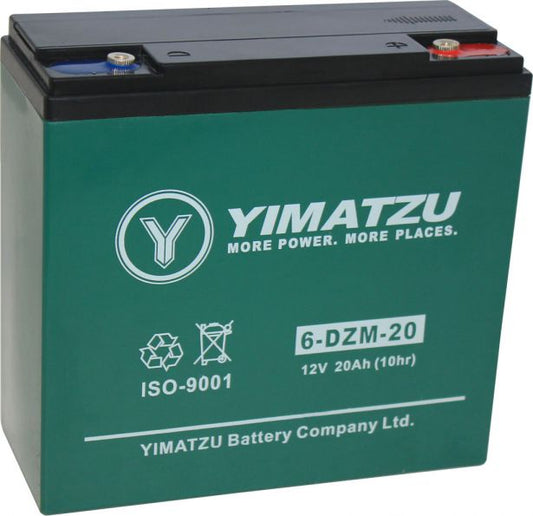 Battery - 12V 20Ah, 6-DCM-20, AGM, Yimatzu, Threaded Terminals