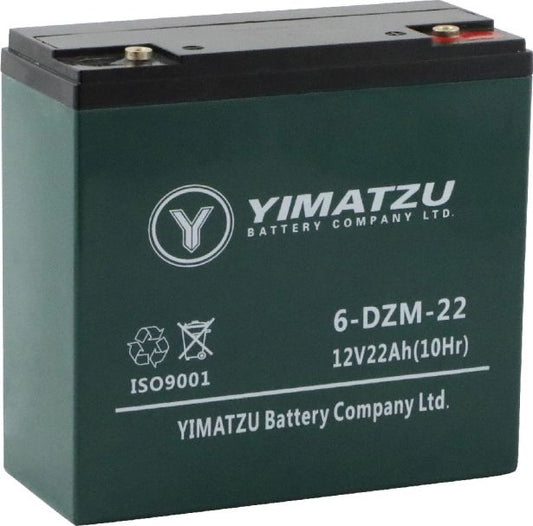 Battery - 12V 22Ah, 6-DCM-22, AGM, Yimatzu, Threaded Terminals