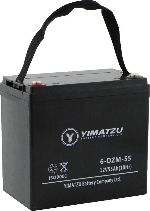 Battery - 12V 55Ah, 6-DCM-55, Group 22NF, AGM, Yimatzu, Threaded Terminals